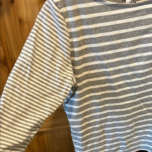 Ruby Rd. Striped Long Sleeve Tee in Gray and White - Picture 3 of 8